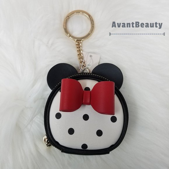 Disney kate spade new york minnie mouse coin purse Key Fob Black Polka Dot White - Picture 3 of 9